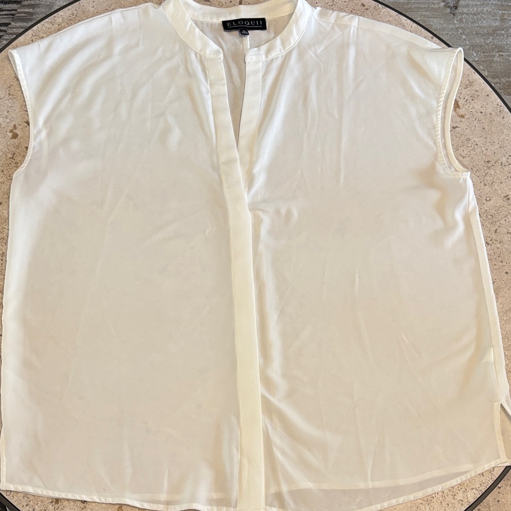 Eloquii Cream Sleeveless Blouse